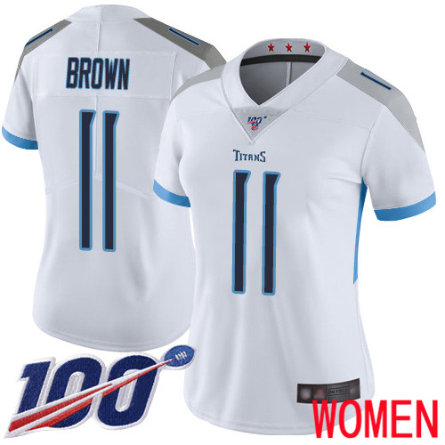 Tennessee Titans Limited White Women A.J. Brown Road Jersey NFL Football #11 100th Season Vapor Untouchable->youth nfl jersey->Youth Jersey